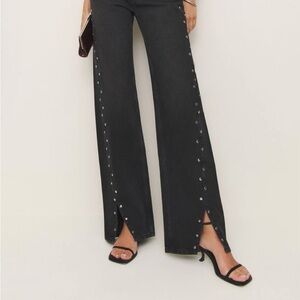 Reformation 
 Studded High Waist Slouchy Wide Leg Jeans
Reformation
Vana Studded
